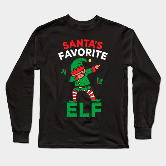 Funny Santa's Favorite Elf Squad Christmas Pajama Matching Long Sleeve T-Shirt by _So who go sayit_